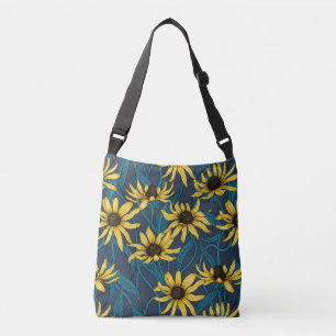 Bolsa Ajustável Rudbekia amarela no marinho