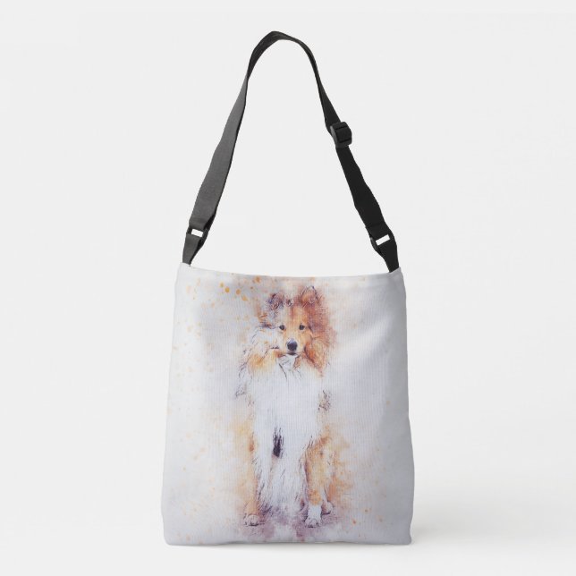 Bolsa Ajustável Sable Rough Collie Puppy Crossbody (Verso)