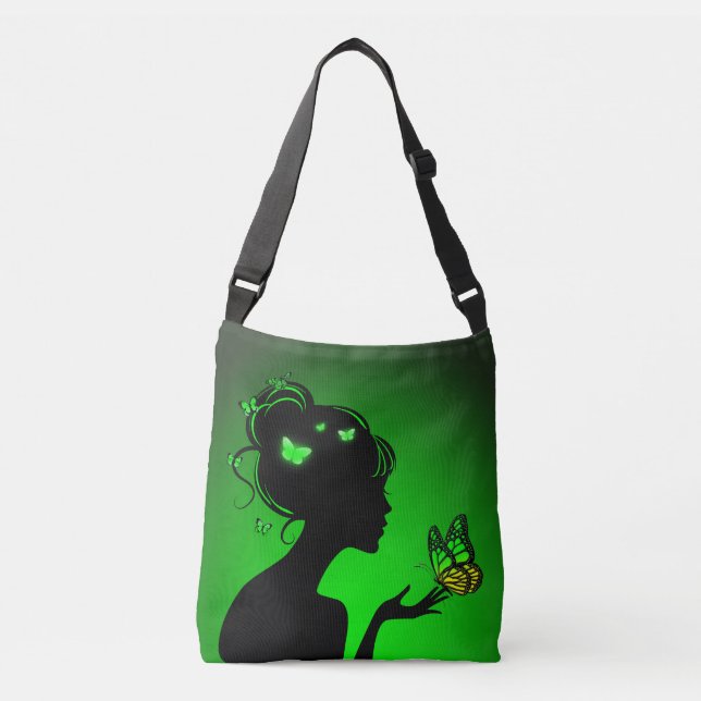 Bolsa Ajustável Sac Ajustable La femme papillons verts (Frente)