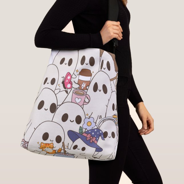 Bolsa Ajustável Saca de Compras de Outono de Café e Gatos com Espí (Close Up)