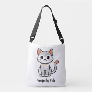 Bolsa Ajustável Saca de Compras Reutilizável Gatinho Cinza Perfeit