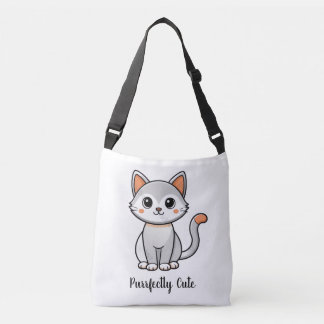 Bolsa Ajustável Saca de Compras Reutilizável Gatinho Cinza Perfeit