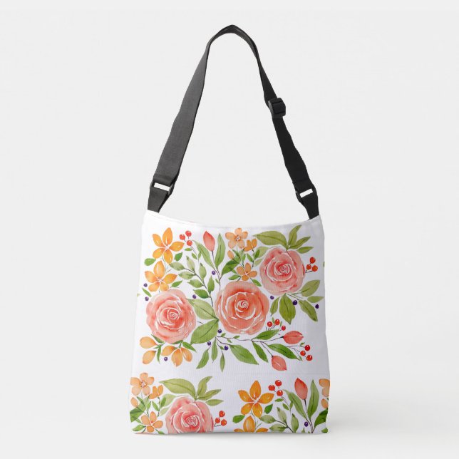 Bolsa Ajustável Saco de Buquê de Rosa Aquarela (Frente)