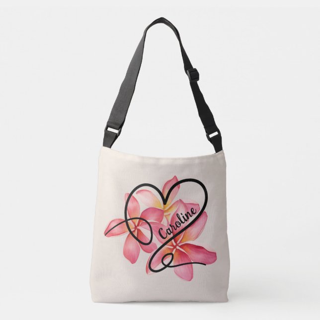 Bolsa Ajustável Saco de Compras Doodle Love Heart & Flowers (Frente)
