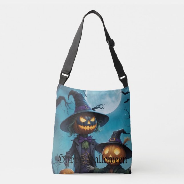 Bolsa Ajustável Saco de Compras Duplo de Abóbora de Halloween Assu (Frente)