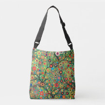 Saco de corpo cruzado, árvore e flores, boho