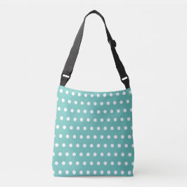 Bolsa Ajustável Saco de corpo cruzado bolinhas (Aqua & White)