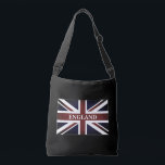 Bolsa Ajustável Saco de corpo cruzado com bandeira de jack sindica<br><div class="desc">Saco de corpo cruzado com a bandeira do sindicato britânico. Bandeira do Reino Unido, Reino Excelente da Grã-Bretanha, Inglaterra. Personalizar com texto e cor personalizados. Estilo de safra.</div>
