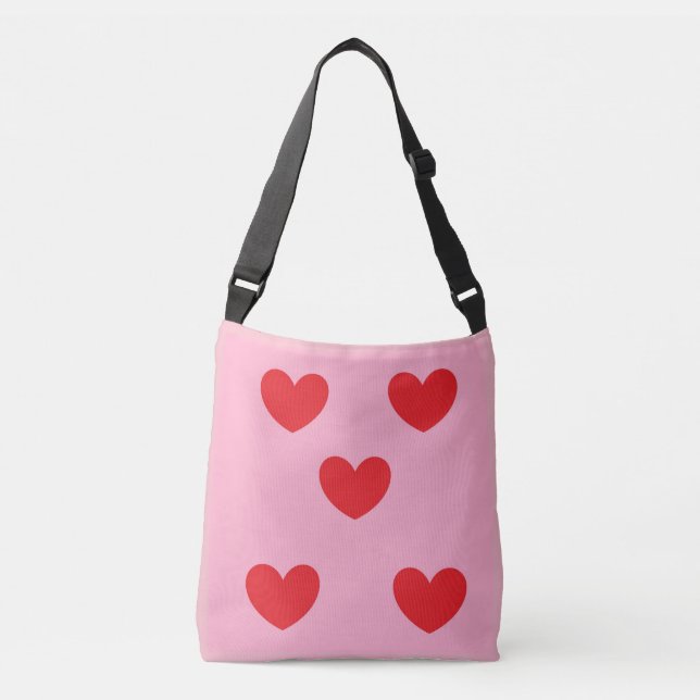 Bolsa Ajustável Saco de corpo cruzado do Red Hearts (Frente)