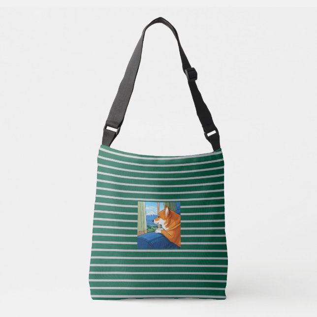 Bolsa Ajustável saco de cruzeiros shiba inu e mt fuji (Frente)
