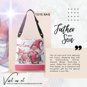 Bolsa Ajustável Saco de Mão Valentine Father & Son Gnome Hearts