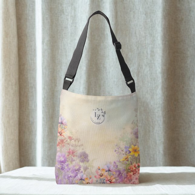 Bolsa Ajustável Saco de Topete do Monograma Floral Personalizado (Criador carregado)