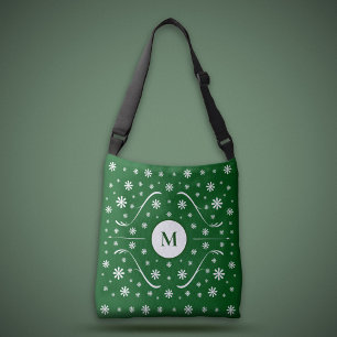 Bolsa Ajustável Saco do Monograma de Energia da Flor Verde Emerald