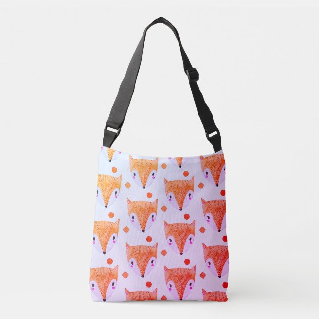 Bolsa Ajustável Saco manhoso de Crossbody da aguarela do Fox (Frente)