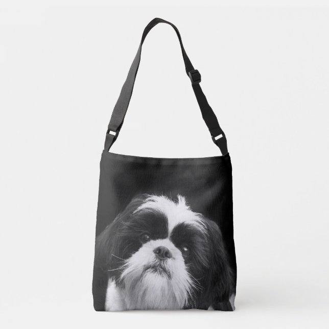 Bolsa Ajustável Saco preto e branco de Shih Tzu (Verso)