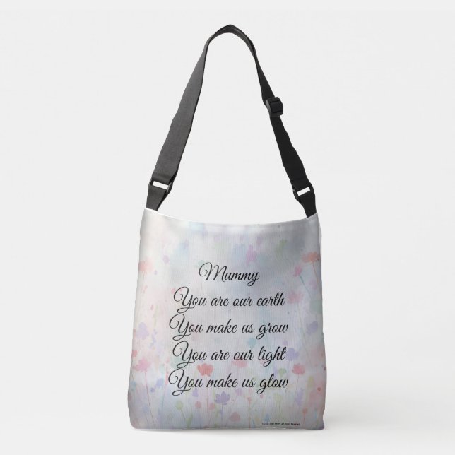 Bolsa Ajustável Saco tote, com verso sentimental do Dia das Mães. (Frente)