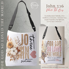 Bolsa Ajustável Sacola Branca com a Citação Bíblica João 3:16