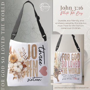 Bolsa Ajustável Sacola Branca com a Citação Bíblica João 3:16