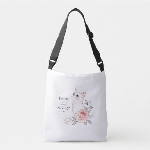 Bolsa Ajustável Sacolão Floral de Gato "Bonito mas Selvagem" Kawai