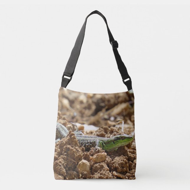 Bolsa Ajustável Salamandra de lagarto Emerald na terra (Frente)