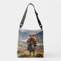 Scottish Highland Cow Bagpiper,