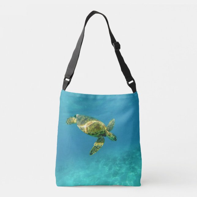 Bolsa Ajustável Sea Turtle nadando na água do oceano de turquesa (Verso)