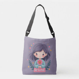 Bolsa Ajustável Seja Gentil Menina Fofa com Flor Arte Positiva