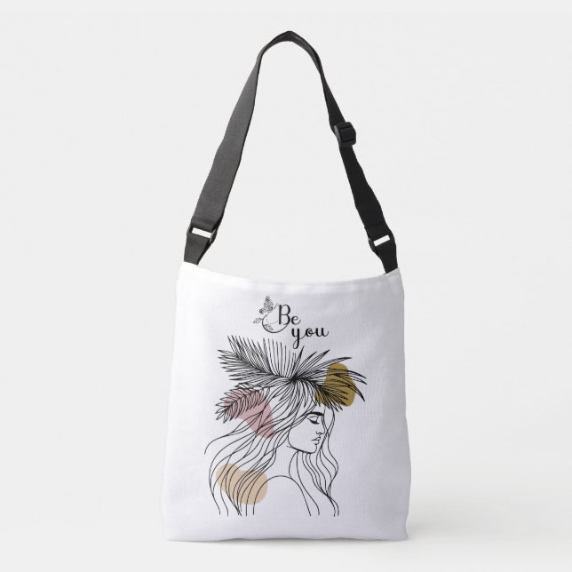 Bolsa Ajustável Seja Você Mulher Rosto Arte Boho Flor (Frente)