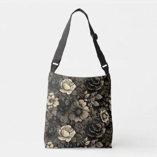 Bolsa Ajustável Sepia Tone Vintage Impressão Floral