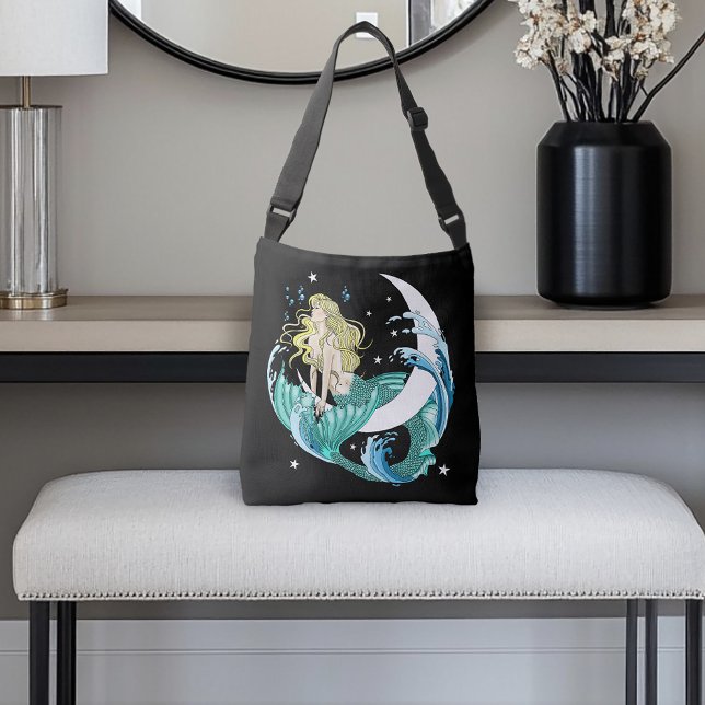 Bolsa Ajustável Sereia Loira Lua Crescente Fantasia Art Déco (Criador carregado)