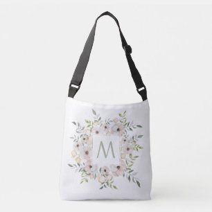 Bolsa Ajustável Seu monograma em um costume do quadro da flor