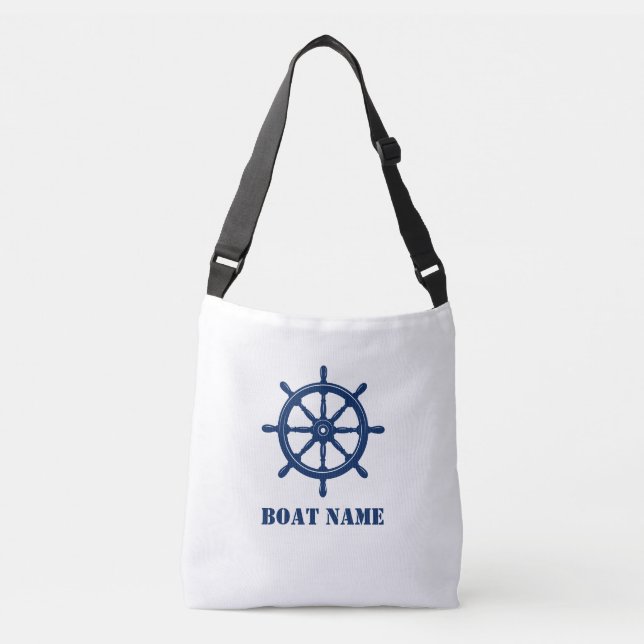 Bolsa Ajustável Seu Nome De Barco Náutico Navio Helm Roda (Frente)