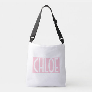 Bolsa Ajustável Seu Nome Texto Branco em Negrito sobre Rosa Clar