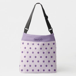 Bolsa Ajustável Seu Nome Violet, Blush Stripes Flores Violetas