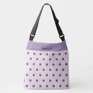 Bolsa Ajustável Seu Nome Violet, Blush Stripes Flores Violetas