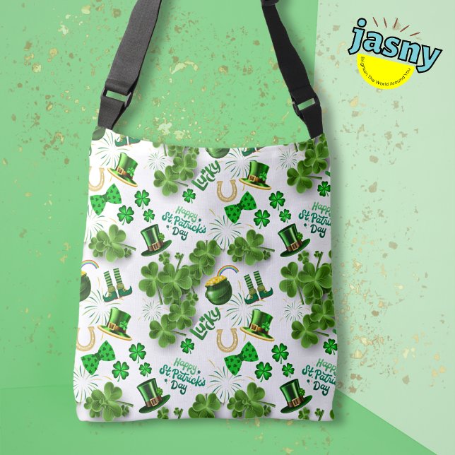Bolsa Ajustável Shamrock Green White do Dia de São Patrick Irlandê (Criador carregado)