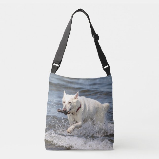Bolsa Ajustável Shepard alemão branco no lago George (Frente)