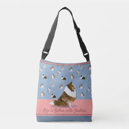 Bolsa Ajustável Shetland Sheepdog, 1 prateleira de mesa, azul e ro