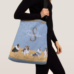 Bolsa Ajustável Shetland Sheepdog, Linha de Prateleiras em Azul, A