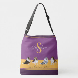Bolsa Ajustável Shetland Sheepdog, Sheldon, em Purple e Yellow