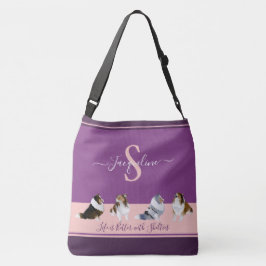 Bolsa Ajustável Shetland Sheepdog, Sheldon, em roxo e rosa