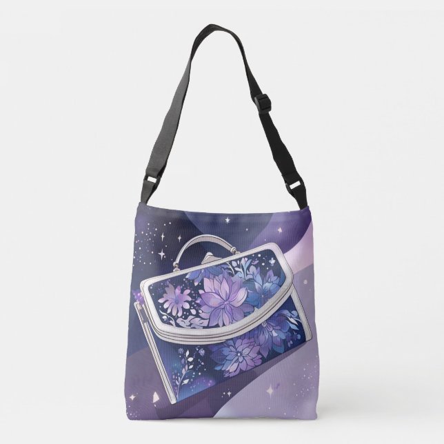 Bolsa Ajustável Shimmery Cosmic Purple AI art (Verso)