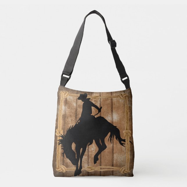 Bolsa Ajustável Silhouette Cowboy em um Cavalo do Bronco (Frente)