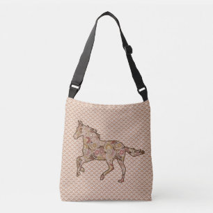Bolsa Ajustável Silhueta de Cavalo Corrente, Marrom, Tan e Creme