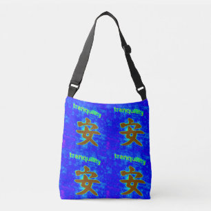 Bolsa Ajustável símbolo chinês de tranquilidade azul