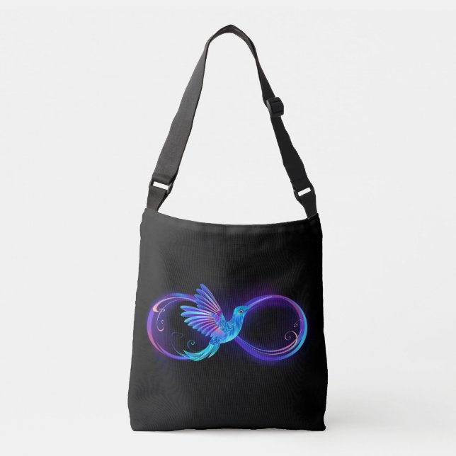 Bolsa Ajustável Símbolo Neon Infinity com Hummingbird brilhante (Frente)