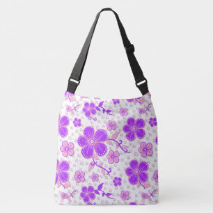 Bolsa Ajustável Simples Floral Aquarela Impressão púrpura e rosa