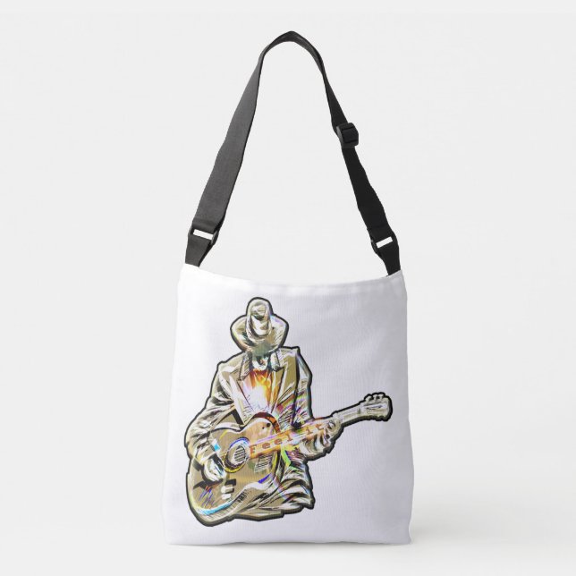 Bolsa Ajustável Sinta os Blues - Design de violão artístico (Frente)
