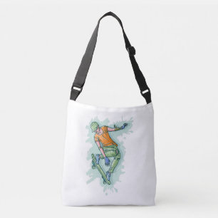 Bolsa Ajustável Skater Voador Colorido, Ilustração Engraçada