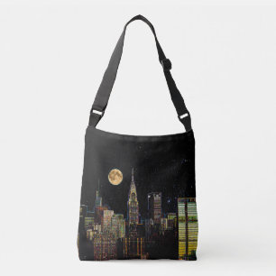 Bolsa Ajustável Skyline de New York na noite com Lua cheia